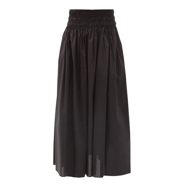 Matteau Shirred organic-cotton poplin maxi skirt