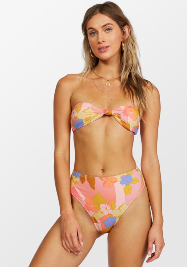 Billabong's floral bandeau bikini top. 
