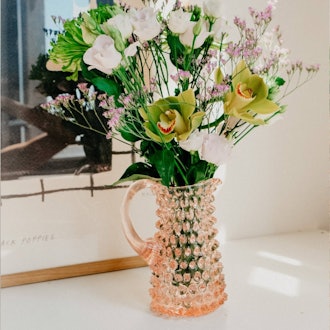 Esme Pink Hobnail Glass Flower Vase Jug