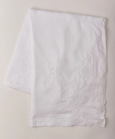 Vintage White Linen Tablecloth