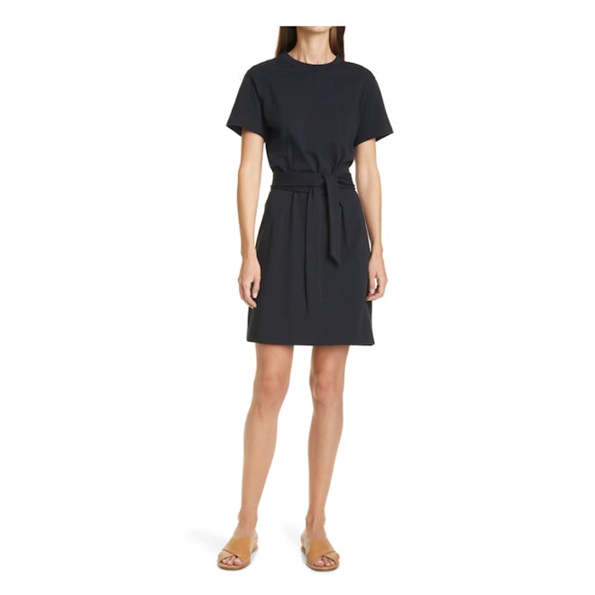 Vince Tie Waist Short Sleeve Cotton Dress 