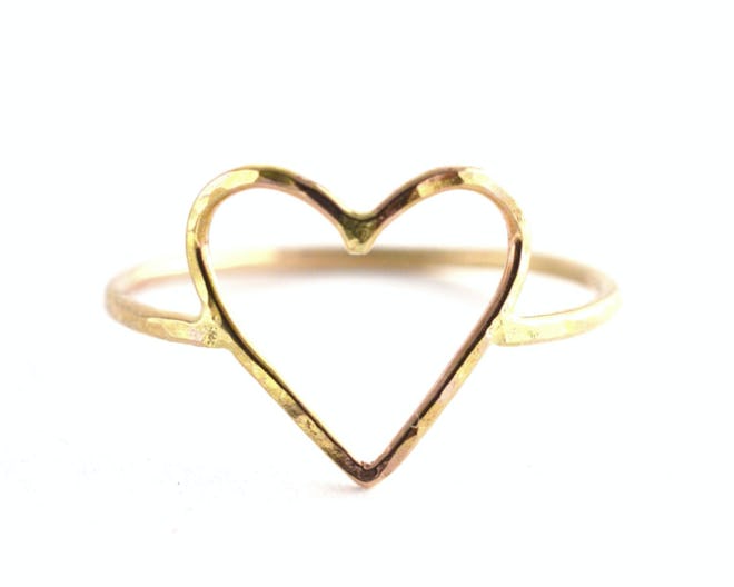 hammered heart ring