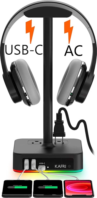 KAFRI RGB Headphone Stand with USB Charger