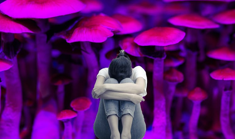 woman and mushrooms