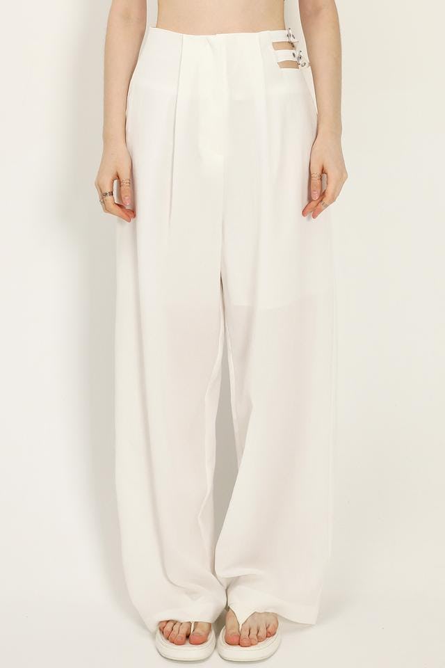 Wide Leg Pants w/Side Belt