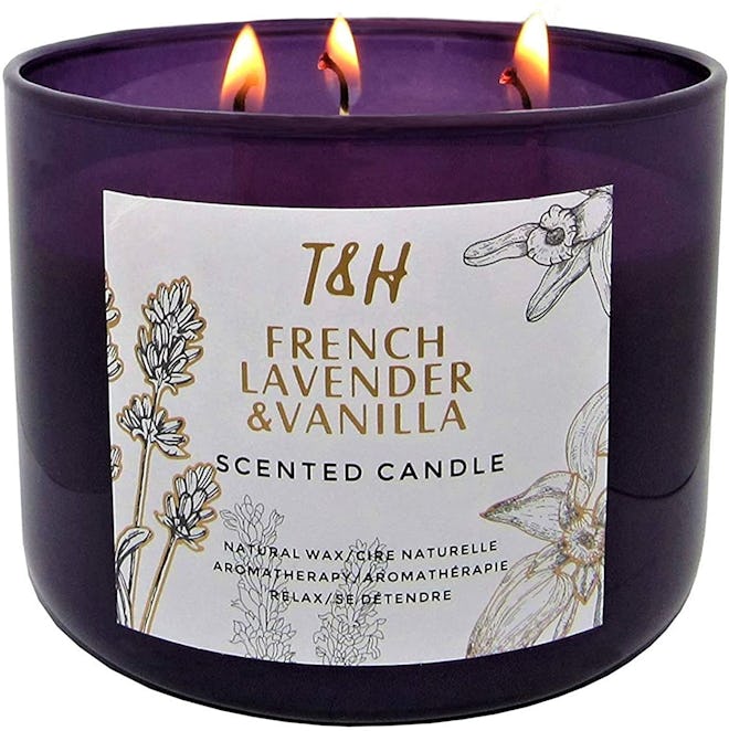 T&H French Lavender Vanilla Scented Candle, 16 Oz.