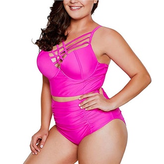 Dearlove Strappy High Waisted Plus-Size Two-Piece Bathing Suit