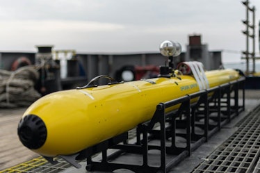 autonomous underwater vehicle on deck of ship