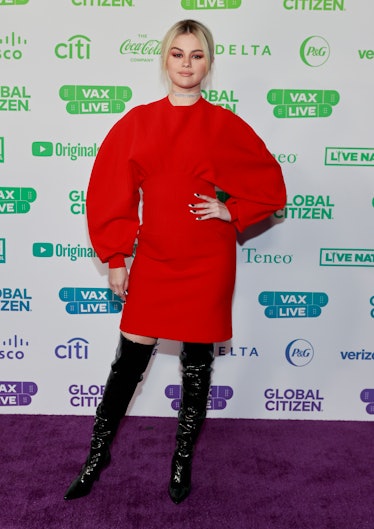 Selena Gomez wearing red