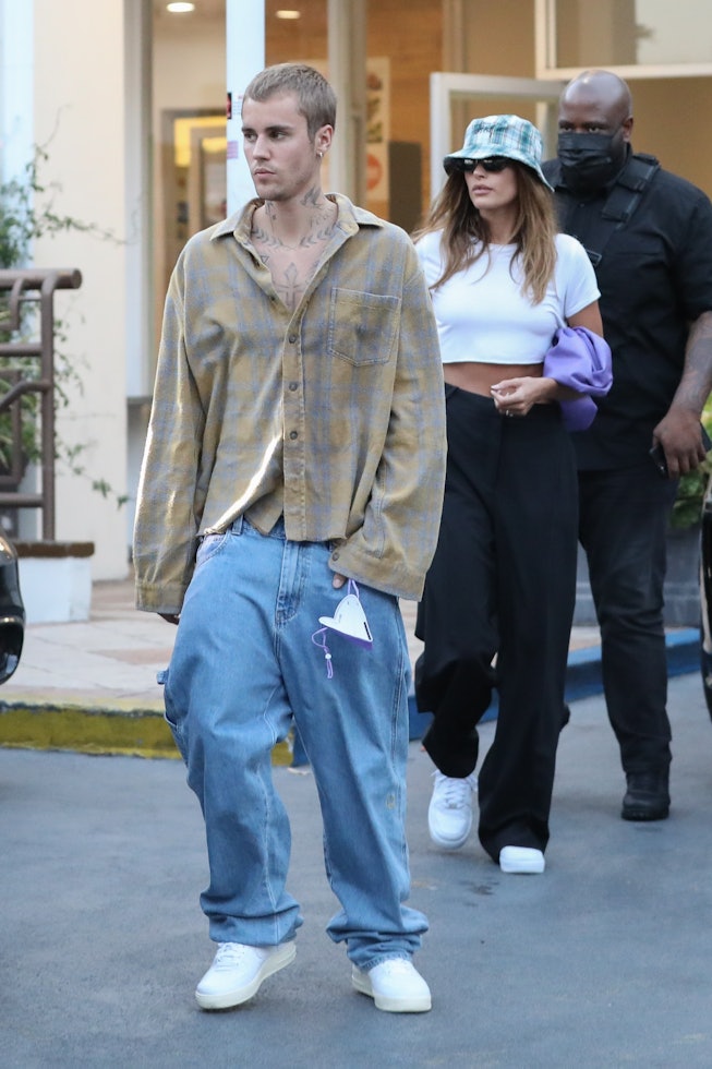 Justin and Hailey Bieber have dinner at Sushi Park in West Hollywood.