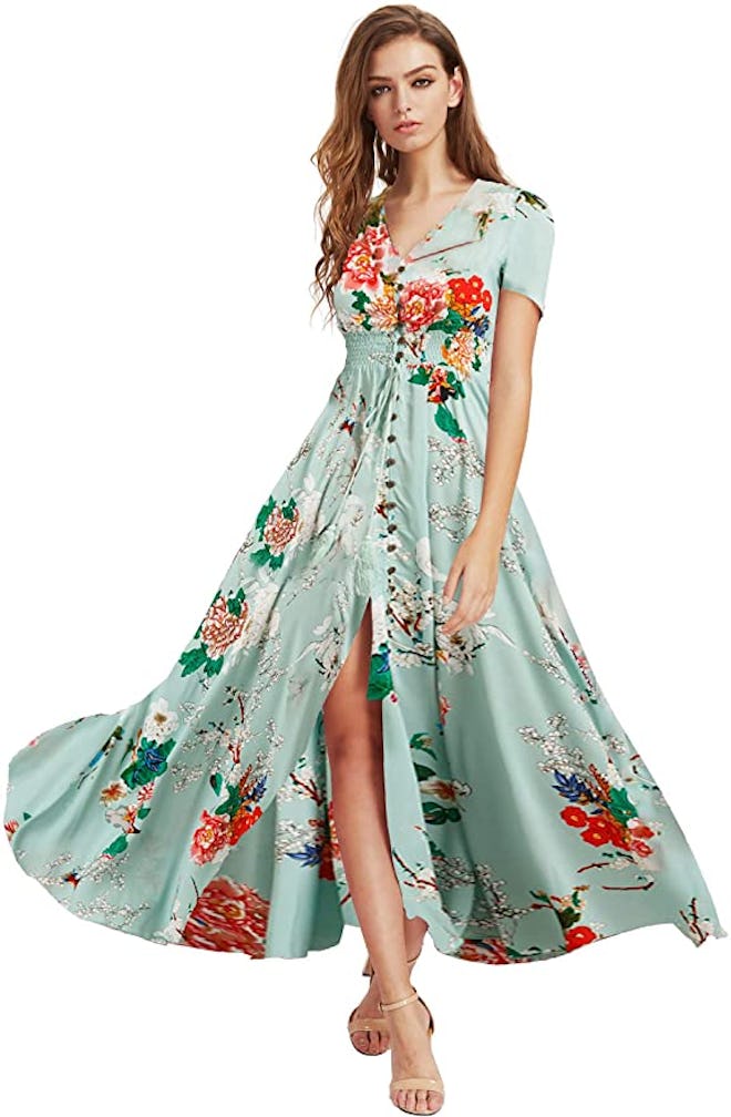 Milumia Button Up Floral Print Maxi Dress