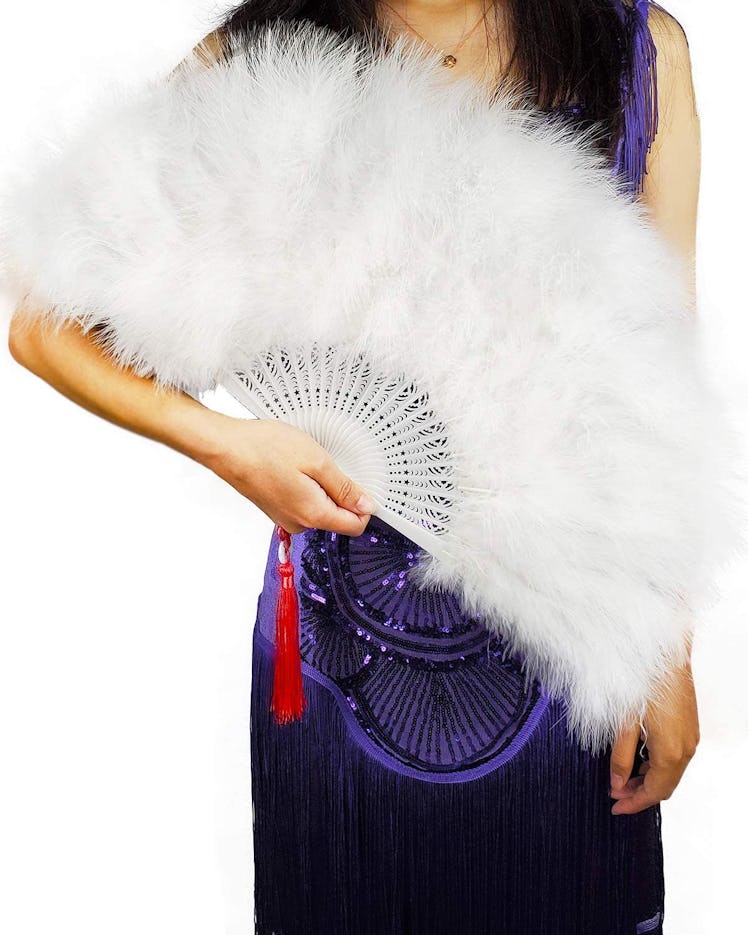 Handheld Marabou Feather Fan