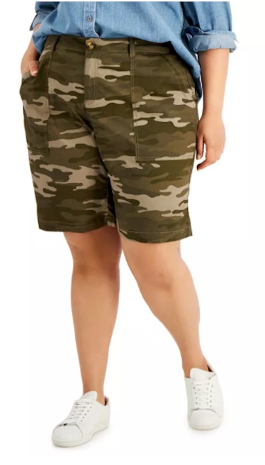 Macy's plus size relaxed-fit bermuda shorts. 