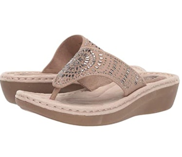 dressy embellished wedge sandals with arch support