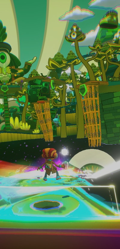 main character Raz in colorful platforming level from Psychonauts 2 video game