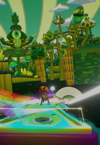 main character Raz in colorful platforming level from Psychonauts 2 video game