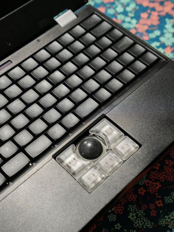 MNT Reform review: trackball and split space bar.