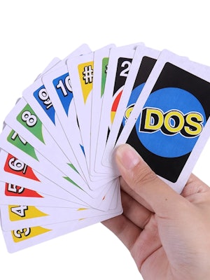 Hand holding DOS cards