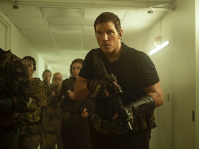 Chris Pratt, as the lead in Amazon’s newest science-fiction action movie The Tomorrow War.