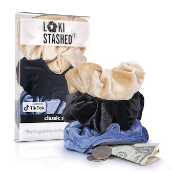 LokiStashed Scrunchies with Hidden Pocket (3-Pack)
