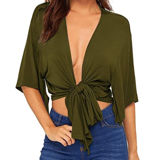 WDIRARA Deep V Crop Top