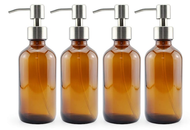 Cornucopia Amber Glass Pump Bottles (4-Pack)