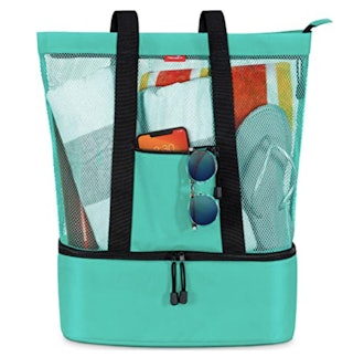 Odyseaco Mesh Beach Bag Tote with Insulated Cooler