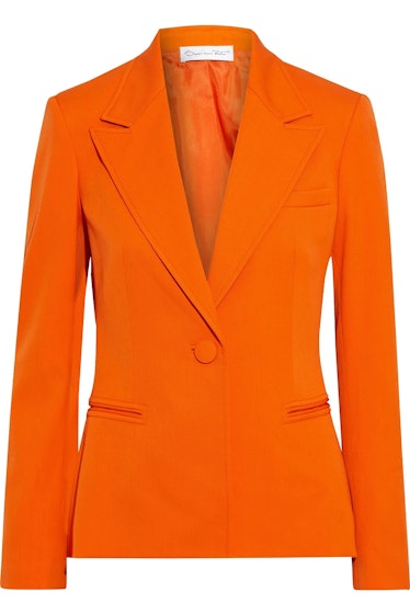 Bright orange wool-blend twill blazer from Oscar de la Renta, available to shop on The Outnet.