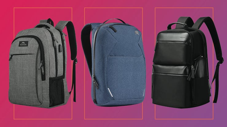 3 smart backpacks against a magenta background