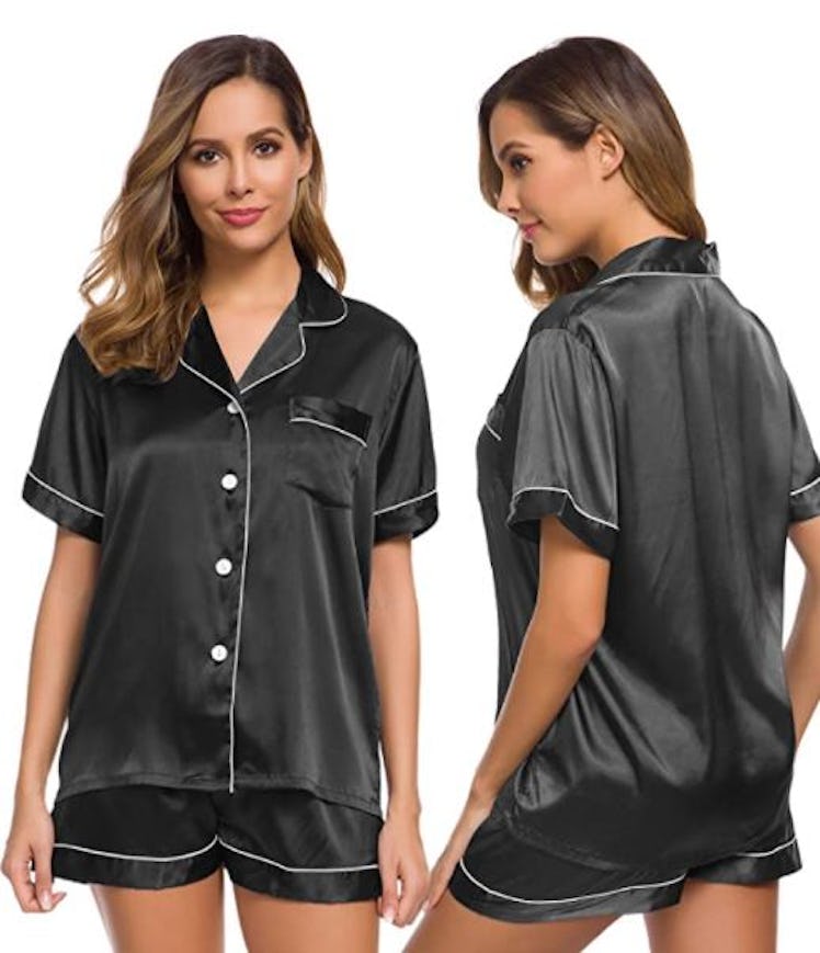 SWOMOG Silk Satin Pajama Set (2 Piece)