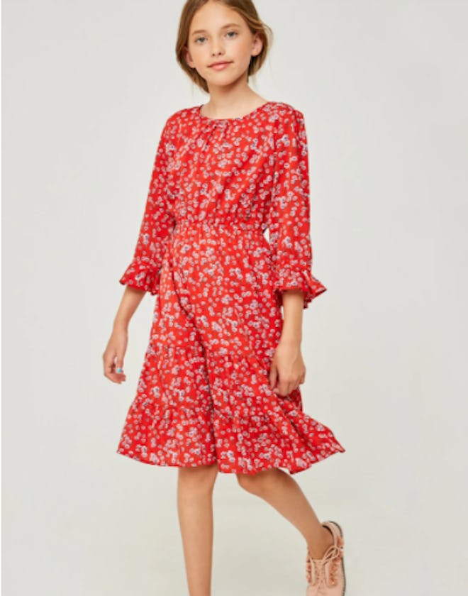 Floral Ruffle Fit Flare Dress