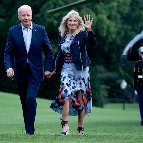 The Bidens returning to the White House from a weekend at Camp David. 