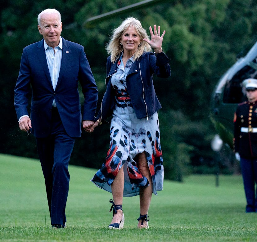 The Bidens returning to the White House from a weekend at Camp David.