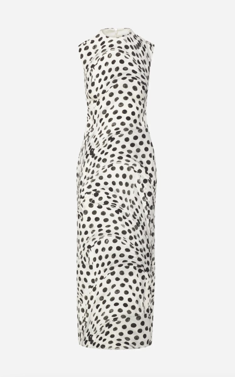 Brandon Maxwell's sleeveless polka dot Audrey Sheath dress. 
