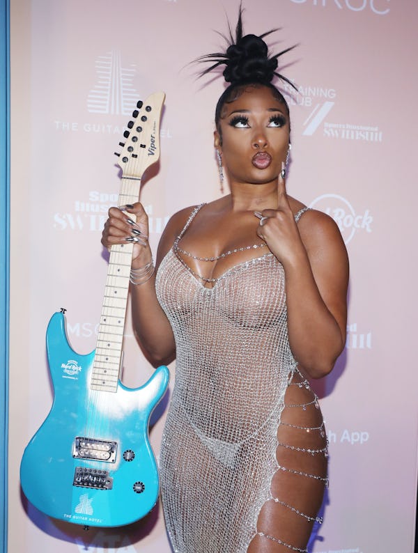HOLLYWOOD, FLORIDA - JULY 23: Megan Thee Stallion attends Sports Illustrated Swimsuit 2021 Issue Cov...