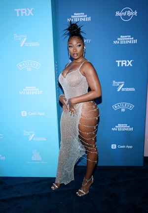 HOLLYWOOD, FLORIDA - JULY 23: Megan Thee Stallion attends the Sports Illustrated Swimsuit celebration of the launch of the 2021 Issue at Seminole Hard Rock Hotel & Casino on July 23, 2021 in Hollywood, Florida. (Photo by Rodrigo Varela/Getty Images for Sports Illustrated Swimsuit)