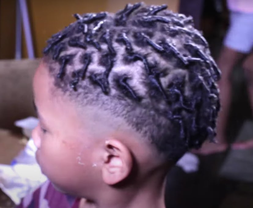 Little boy with natural hair in twist styles across his head