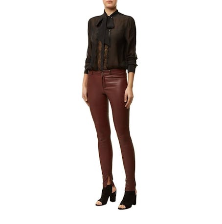 Ankle Zip Leather Trousers