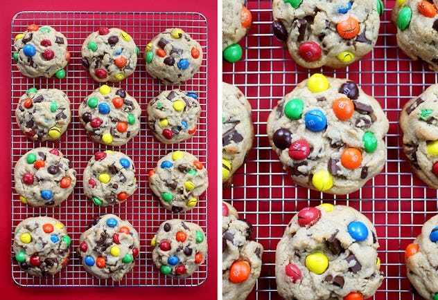 peanut butter cookies with peanut butter m&ms