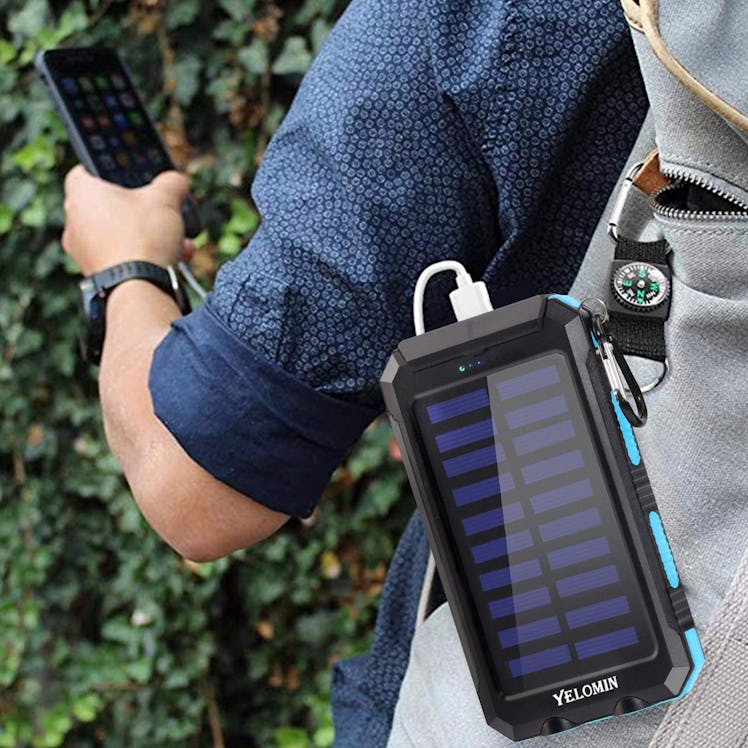 YELOMIN Portable Solar Power Bank with Flashlight and Compass