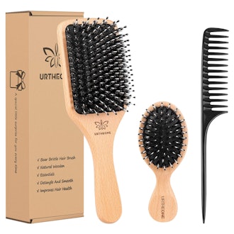 URTHEONE Boar Bristle Hair Brush and Comb Set