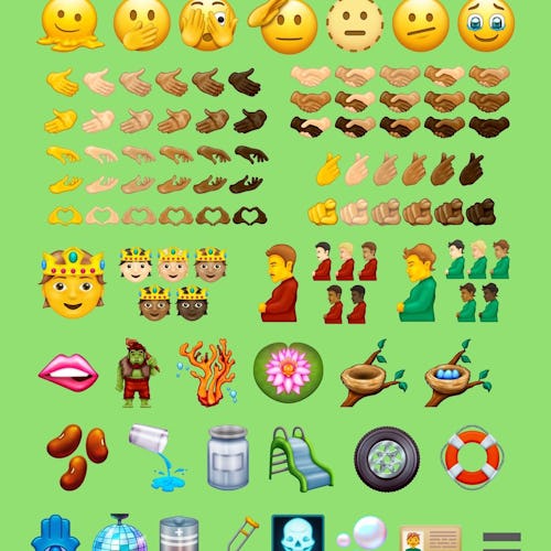 A screenshot of new 2021 emojis. The new 2021 emojis were announced by the unicode consortium on jul...