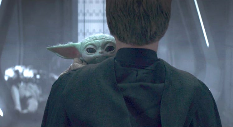 Luke Skywalker holding Baby Yoda