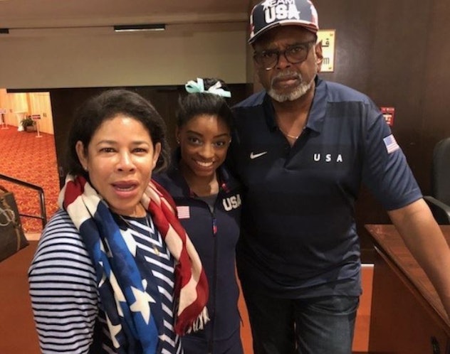 Simone and her parents in a photo posted on Instagram on July 25, 2021.