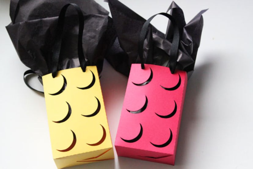 LEGO gift wrap is a fun construction paper craft to make with kids.