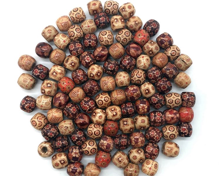 17mm Big Size Hole Wooden Hair Beads (30-Piece)