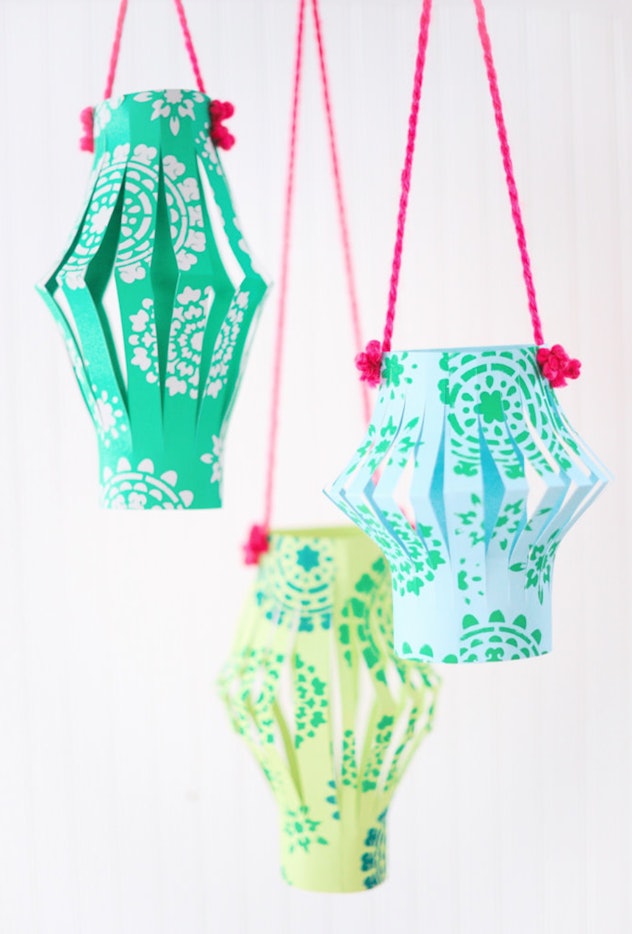 Paper lanterns are a beautiful construction paper craft to make.