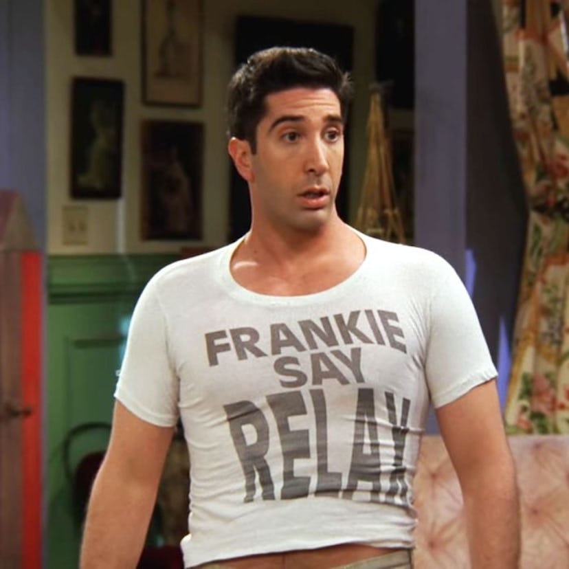 See the guy outfits from 'Friends' that epitomize '90s fashion, from layered tees and dad jeans to v...