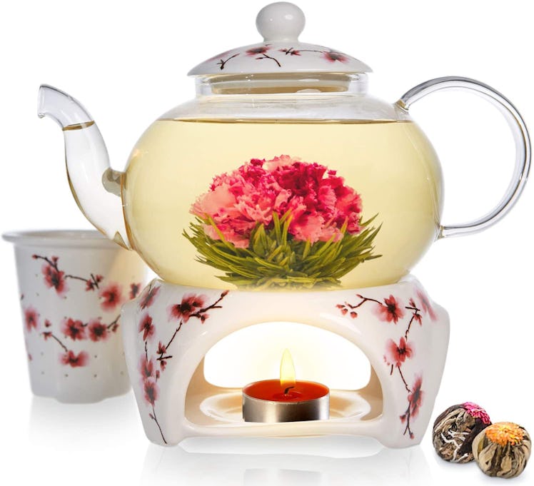 Teabloom Cherry Blossom Teapot & Flowering Tea Gift Set (6 Pieces)