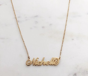 Simple Script customizable necklace from Melanie Marie.